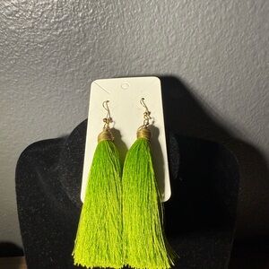 Vibrant Green Tassel Earrings